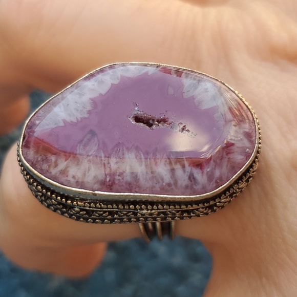 New Solar Quartz Agate Druzy 925 Silver Ring. - Picture 6 of 16